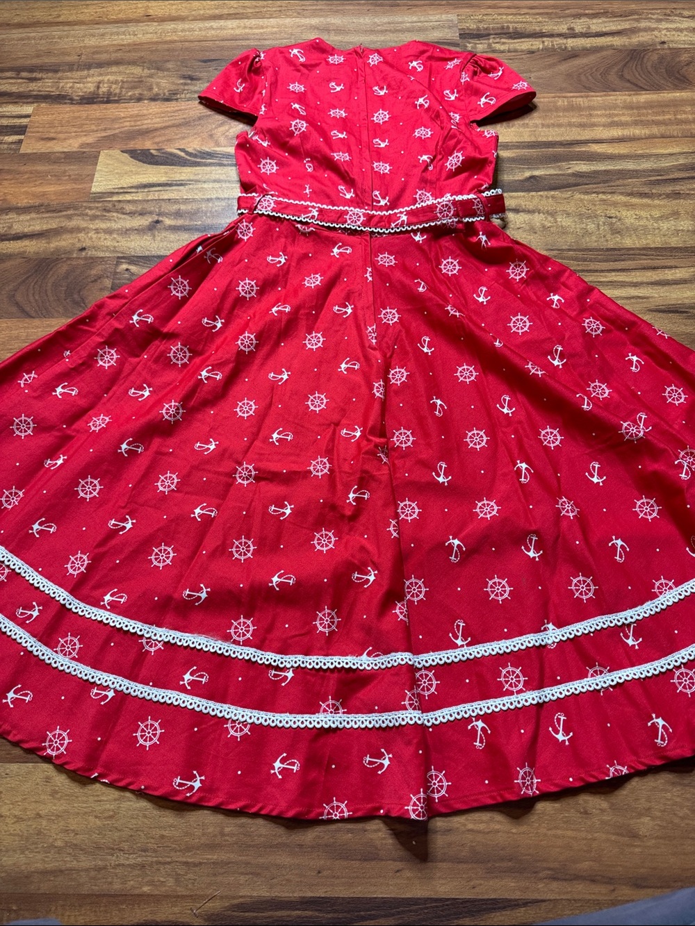 Voodoo Vixen Red Nautical Asymmetrical Swing Dress - Picture 5 of 5